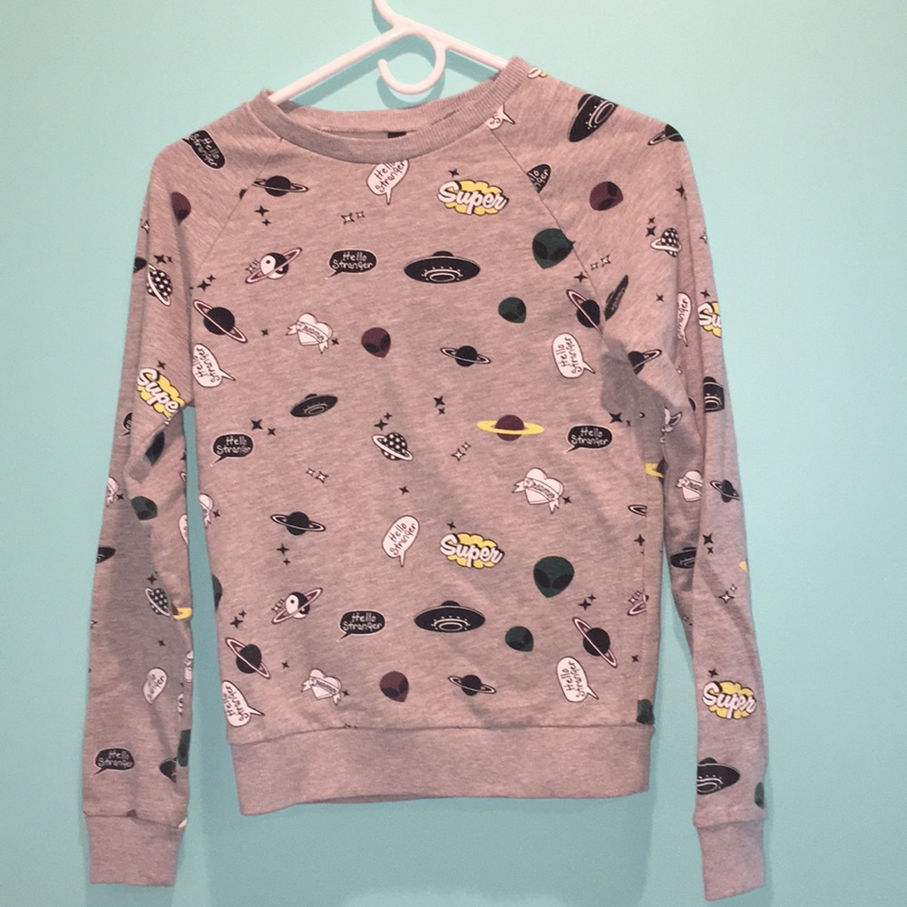 Cute Grey Pullover Sweatshirt